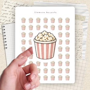 Movie Night Planner Stickers, Popcorn Sticker Sheet, Cinema Planner Icons, Cute Entertainment Functional Stickers, Cozy Night Planner