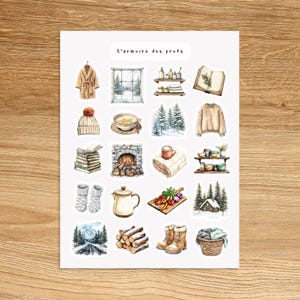 COZY WINTER Cabin Stickers / Holiday Cottage Planner Stickers / Cozy Hygge Sticker Sheet