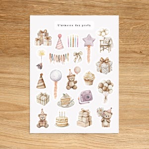 BIRTHDAY Party Sticker Sheet - Celebration Stickers for Happy Junk Journal - Gift Stickers