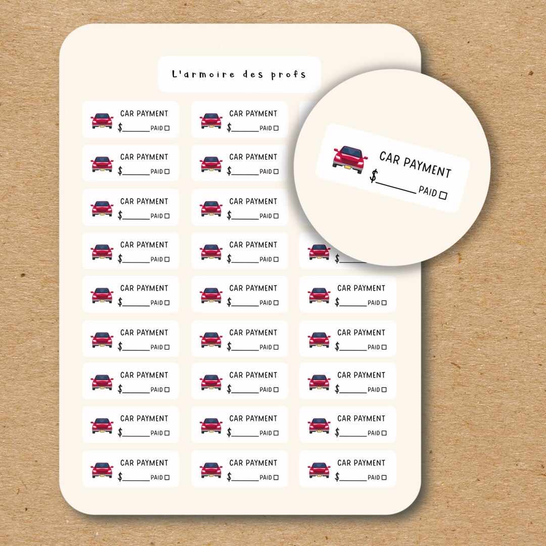 CAR PAYMENT Budget Planner Stickers, Expense Finance Tracker Stickers ...