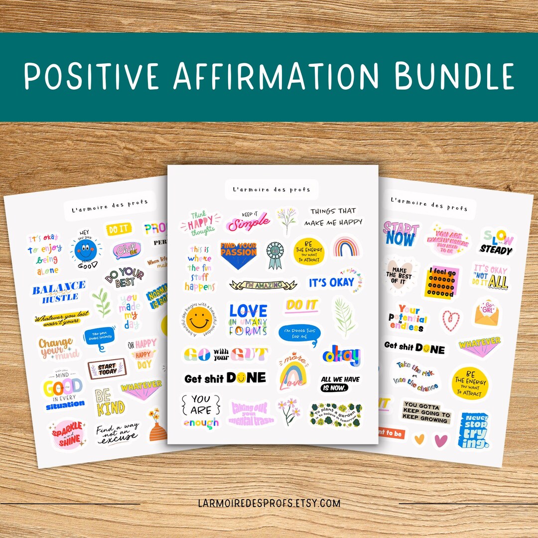 POSITIVE AFFIRMATION Theme Sticker Sheet / Quotes Sticker Pack ...