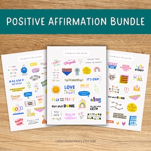 POSITIVE AFFIRMATION Theme Sticker Sheet / Quotes Sticker Pack / Inspirational Stickers for Journal and Planners