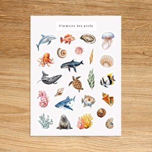 TIERE Sticker für Planer Journal Scrapbooking, Ozean Meer Tiere Planer Sticker, Meerestiere Tiere Nautische Sticker