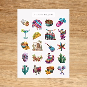 MEXICO Travel Vacation Stickers, Mexican Holiday Adventure Junk Journal Stickers