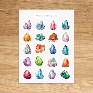 CRYSTALS Theme Sticker Sheet / Selfcare Positive Quotes Sticker Pack / Inspirational Wellness Stickers for Journal and Planners