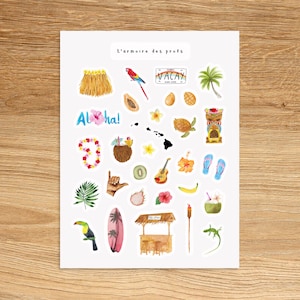HAWAII Theme Sticker Sheet / Tropical Vacation Planner & Journal Sticker Sheet