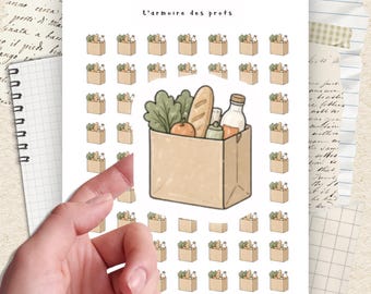 Grocery Planner Stickers, Grocery Shopping Icons, Errands & Meal Prep Functional Sticker Sheet