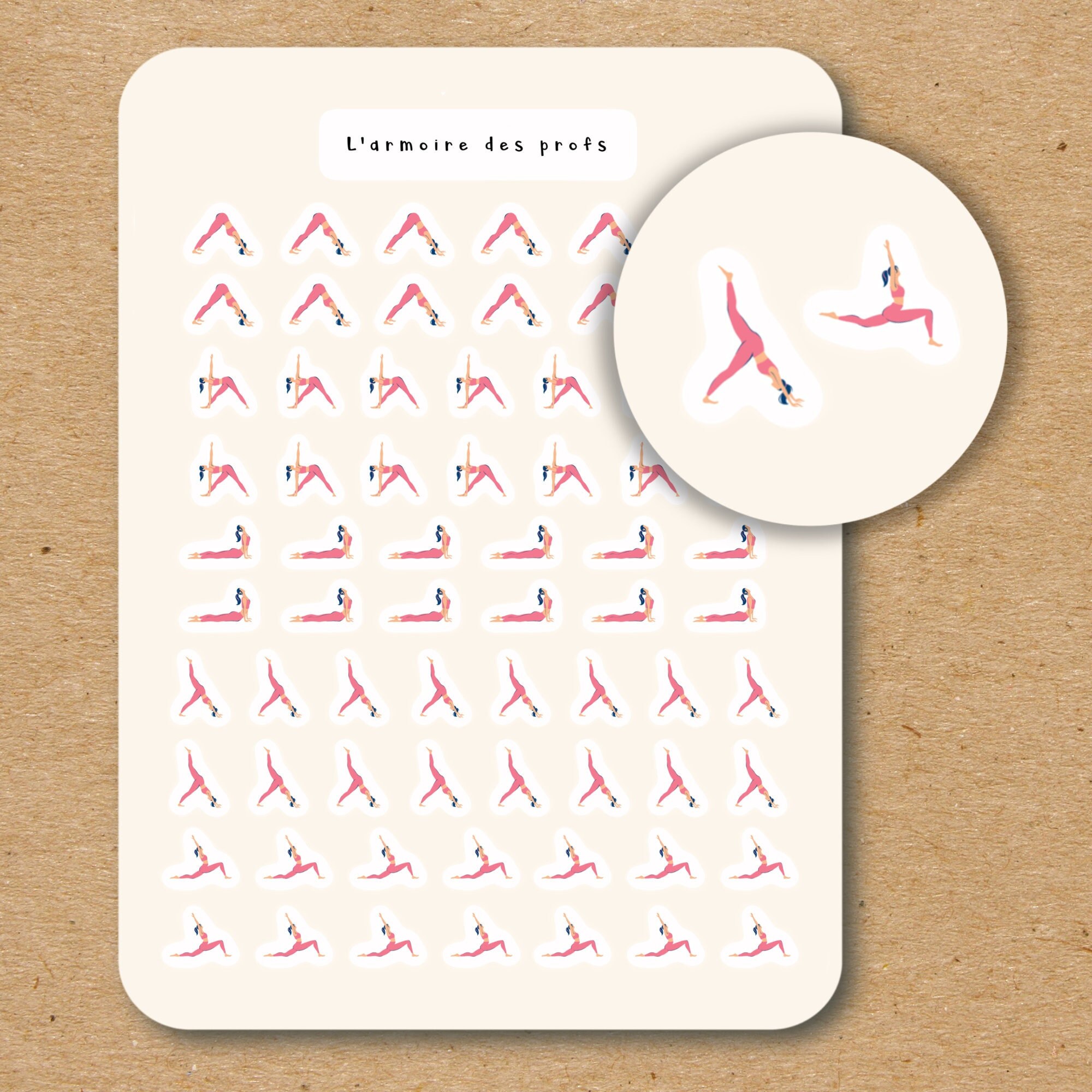 Yoga Phrases & Icons Sticker Sheet - 4x6, Set of 11 Inspirational Yoga-themed
