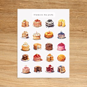 CAKE Theme Sticker Sheet / Fun Decorative Stickers for Journal, Planner, Notebook / Dessert Planner Stickers, Journal Stickers