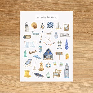 BEACH HOUSE Theme Sticker Sheet / Cottage Core Stickers For Planners / Nautical Stickers