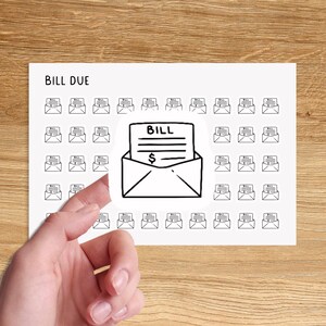 BILL DUE Mini Icon Sticker für Planer / Pay Day Icon Sticker / Kalender Minimal Planner Sticker