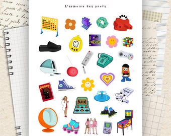 Y2K 90s 2000s Millennial Planner Stickers, 90's Kid Trendy, Early 2000s Aesthetic, Millennial Sticker Pack, Retro Stickers