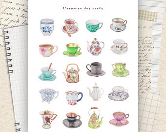 Vintage Teacup Stickers, Tea Lover Stickers, Floral Teacup Stickers, Cottagecore Stickers, Tea Party Stickers, Scrapbook Stickers