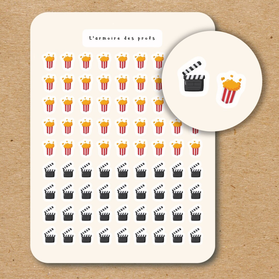 MOVIE NIGHT Icon Stickers / Movie Planner Stickers / Popcorn - Etsy