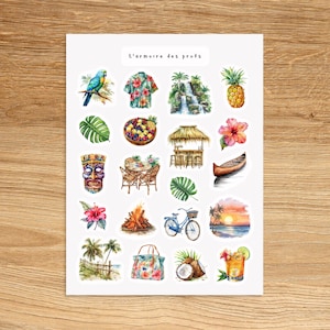 TROPICAL Reise Urlaub Location Sticker Sheet, Sommer Abenteuer Dschungel Rund um die Welt Junk Journal Sticker