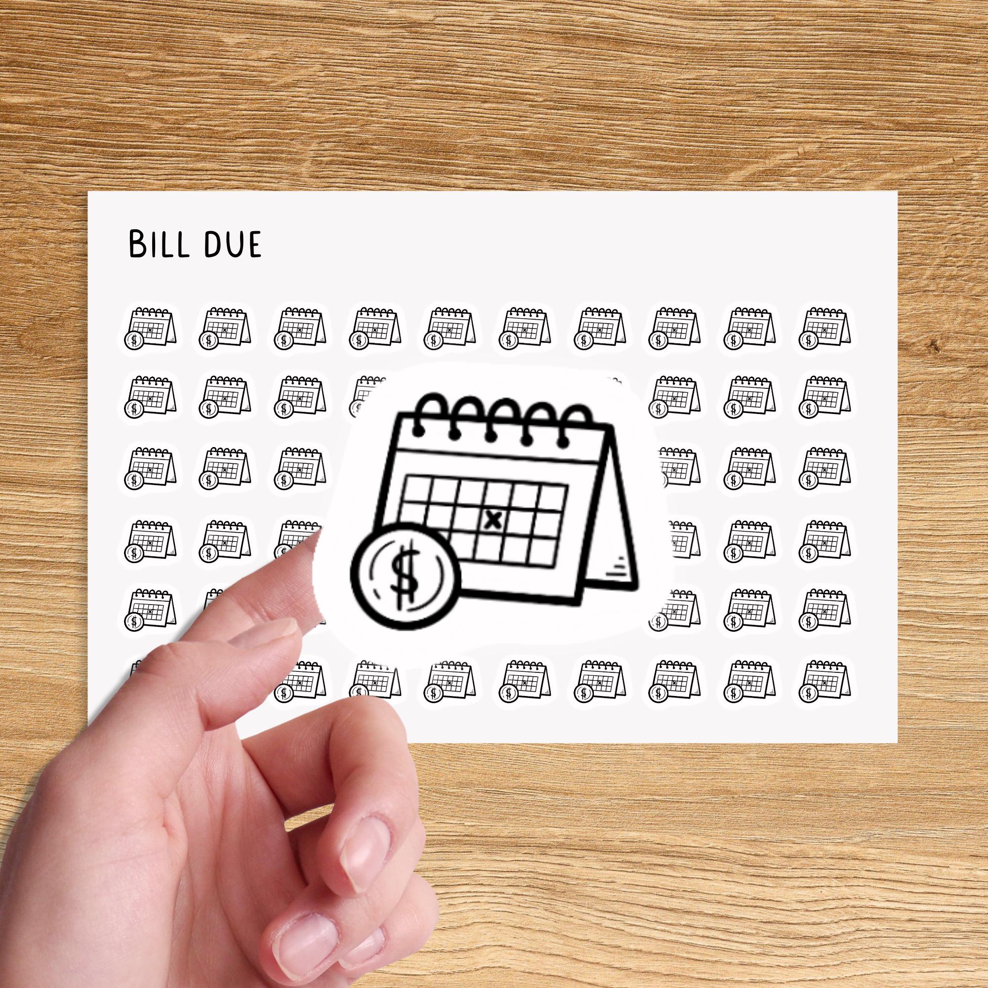 BILL DUE Mini Icon Stickers for Planner / Pay Day Icon Stickers / Calendar Minimal Planner Stickers