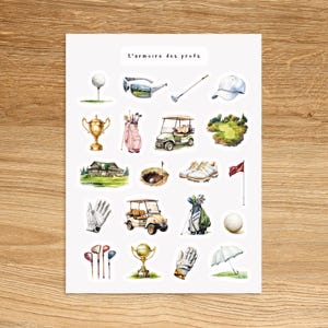 Pegatinas de GOLF para planificadores, diarios, álbumes de recortes y cuadernos. Pegatinas decorativas deportivas. Pegatinas para planificadores de campos de golf.