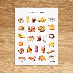 Folha de adesivos para café da manhã / Folha de adesivos para brunch / Folha de adesivos para planejador e diário