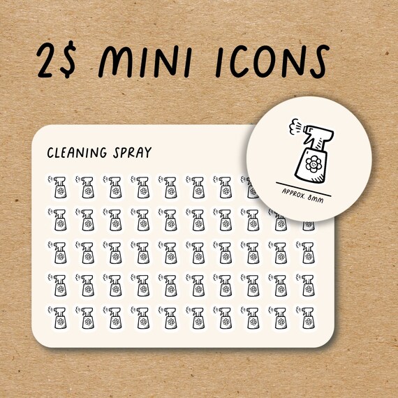 Spary Clean Sticker Chores Icon Stickers Cleaning Spray Minimal Planner Stickers CLEANING ...