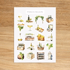 WHITE WINE Bottle Stickers, Wine Glass Wine Bottle Stickers for Journals Scrapbooking and Notebooks, Cocktails Celebration Stickers