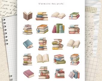 Book Lover Planner Stickers, Reading Aesthetic Sticker Sheet, Book Stack Icons, Cozy Reader Stickers