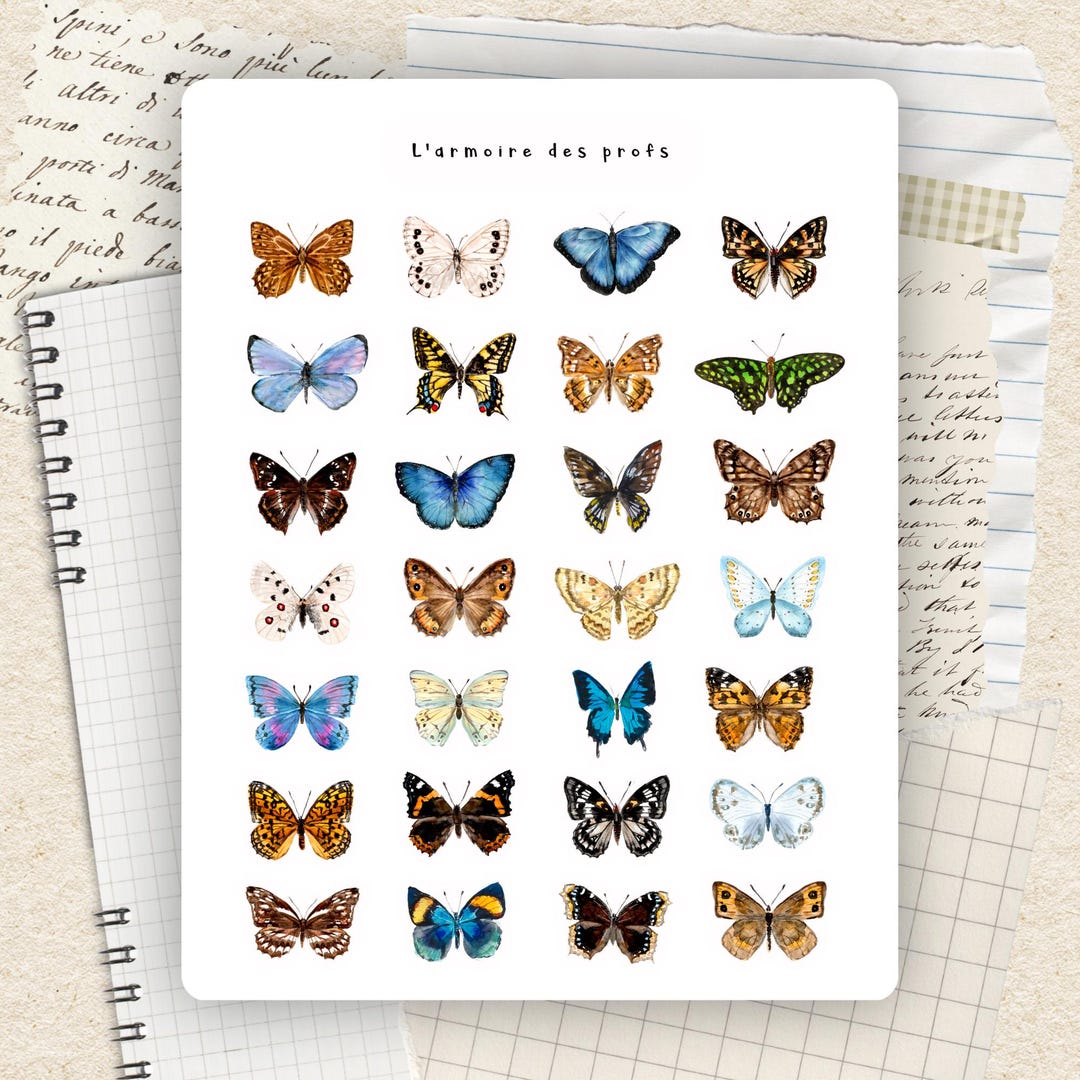 Butterfly Stickers, Vintage Butterfly Sticker Sheet, Nature Planner ...