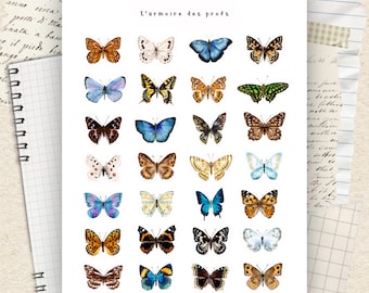 Butterfly Stickers, Vintage Butterfly Sticker Sheet, Nature Planner Stickers, Colorful Butterfly Journal Stickers