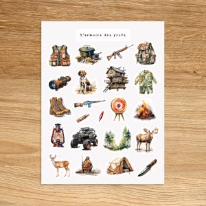 HUNTING Outdoor Planner Stickers, Moose, Deer, Duck Woods Nature Junk Journal Stickers