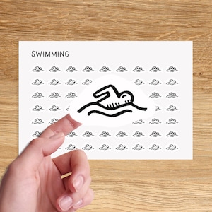 SWIMMING Mini Icon Stickers for Planner / Sport Icon for Minimalist Planner / Habit Tracker Planner Stickers / Fitness Icon Stickers