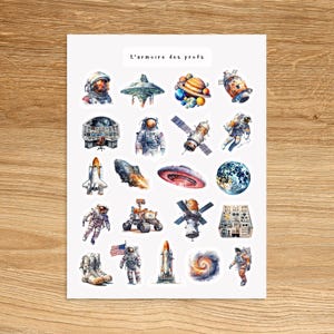 ASTRONAUT Planner Stickers, Space Stickers for Craft, Outerspace Sticker Sheet, Galaxy Planet Science Stickers