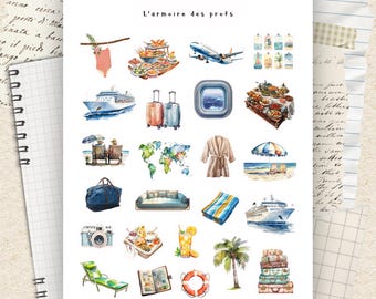 Travel Planner Stickers, Cruise Vacation Stickers, Travel Icon Stickers, Trip Planner, Wanderlust Stickers, Journal Stickers