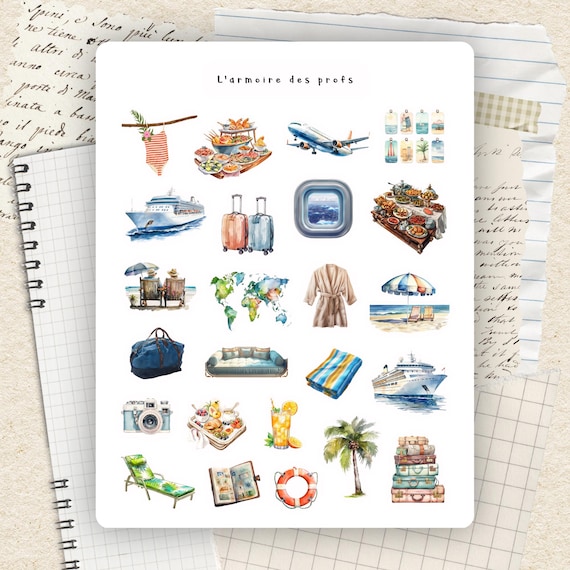 Travel Planner Stickers, Cruise Vacation Stickers, Travel Icon Stickers, Trip Planner, Wanderlust Stickers, Journal Stickers