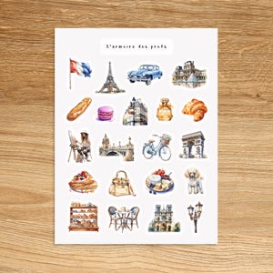 FRANCE Travel Planner Stickers, Paris Vacation Holiday Adventure Calendar Sticker Pack, Cozy Adventure Explore Scrapbooking Decor