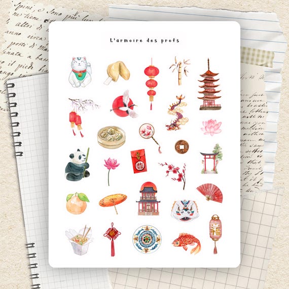 Travel Planner Stickers, China Vacation Stickers, Travel Icon Stickers, Trip Planner, Wanderlust Stickers, Journal Stickers