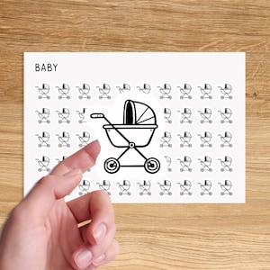 STROLLER Mini Icon Stickers / New Baby Minimal Functional Planner Stickers / Pregnancy Minimalist Stickers