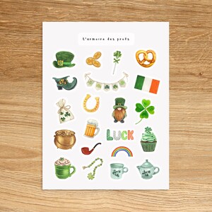 ST PATRICK'S DAY Theme Stickers / Holiday Planner Stickers / Fun Sticker Sheet for Planner