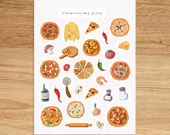 PIZZA Sticker Sheet, Cute Food Stickers for Planner, Fast Food Stickers for Journals