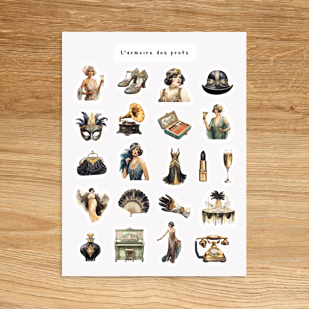 FLAPPER GIRLS Theme Sticker Sheet / Vintage Planner & Journal Sticker ...