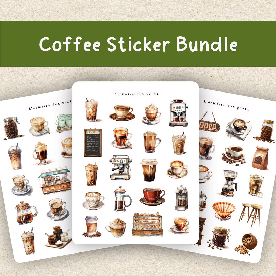 Pcn Sticker Coffee Planner Stickers Bundle, Sticker Sheet Bundle Pack, Journal ...