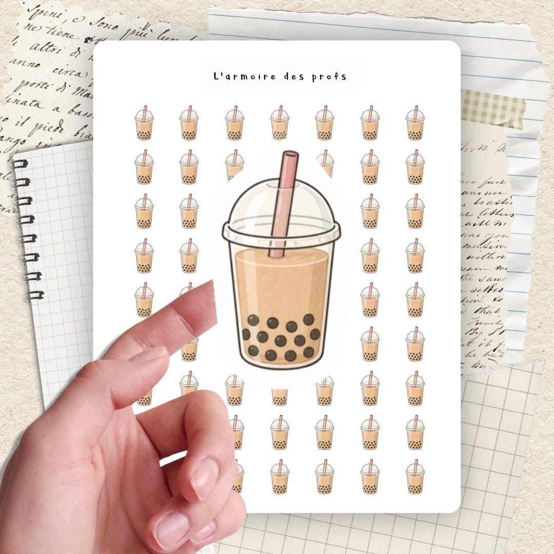 Bubble Tea Planner Stickers, Boba Tea Stickers, Drink Planner Icons ...