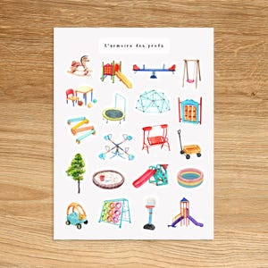 PARK Stickers for Planners Journals Scrapbooking and Notebooks, Daycare Kids Play Outdoor Decorative Fun Watercolor Stickers