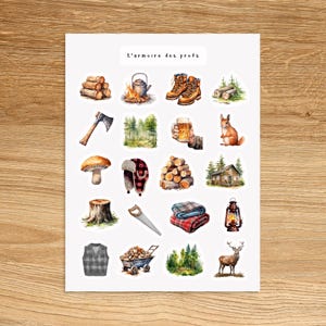 LUMBERJACK Planner Stickers,  Woodcutter Stickers, Outdoor Camping Campfire Wood Nature Stickers