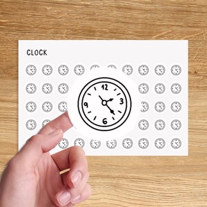CLOCK Mini Icon Stickers / Task Minimal Functional Planner Stickers / Meeting Minimalist Stickers
