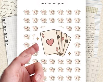 Hobby Planner Stickers, Game Night Icons, Playing Card Icon Stickers, Casino & Poker Night Functional Sticker Sheet