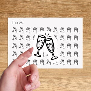CHAMPAGNE Mini Icon Pegatinas / Icono de fecha nocturna para planificador / Pegatinas del planificador de iconos de celebración / Pegatinas minimalistas / Pegatinas de iconos pequeños