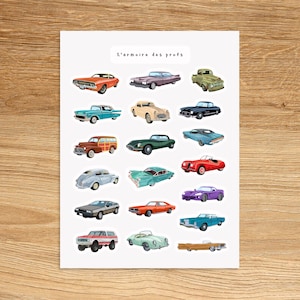 CLASSIC CARS Theme Sticker Sheet / Vintage Planner & Journal Sticker Sheet / Retro Stickers