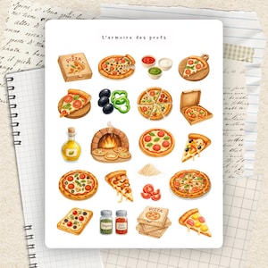 Pizza Food Planner Stickers, Cooking & Meal Planning Stickers, Cute Kitchen Stickers, Weekly Planner, Scrapbook Junk Journal