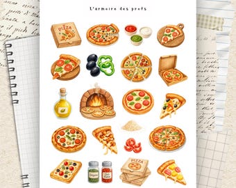 Pizza Food Planner Stickers, Cooking & Meal Planning Stickers, Cute Kitchen Stickers, Weekly Planner, Scrapbook Junk Journal