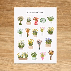 FLOWER Plant Stickers, Houseplant Garden Sticker Sheet, Cute Succulent Cactus Junk Journal Stickers, Plant Lover Gift