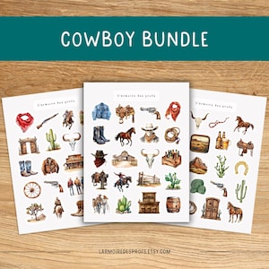 COWBOY Sticker Pack, Western Texas Country Planner Stickers, Cowboy Decorative Stickers, Texas Ranch Horse Stickers